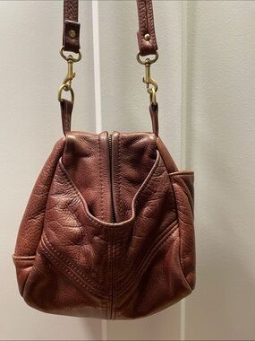 Victoria Leather Vintage Brown Leather Crossbody Teardrop Boho Bag